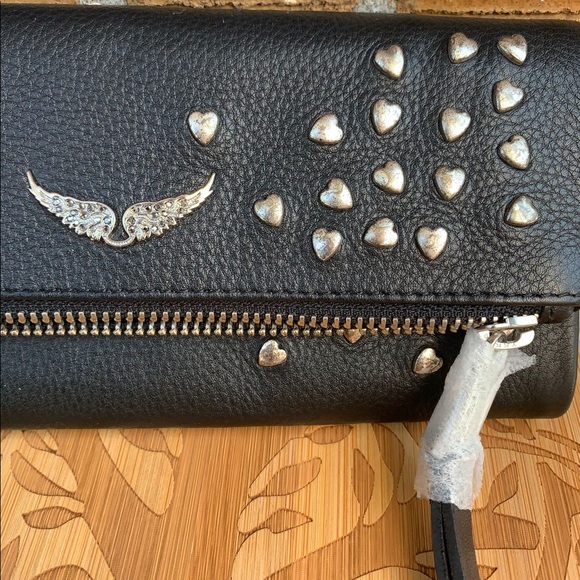 Zadig & Voltaire Rocky Leather Heart Clutch in Black - Picture 2 of 7